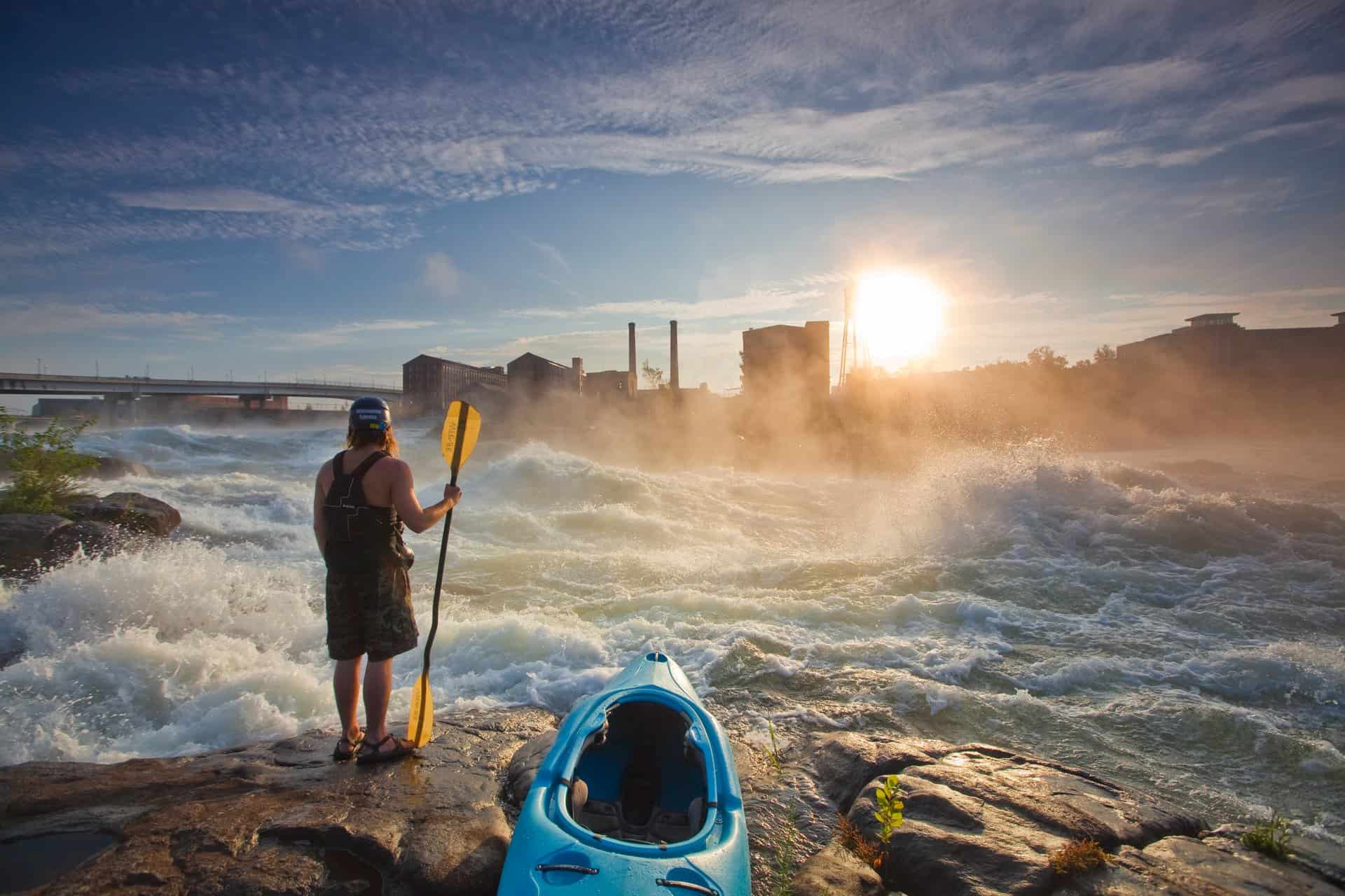 Columbus Georgia photo of man with kayak at sunset